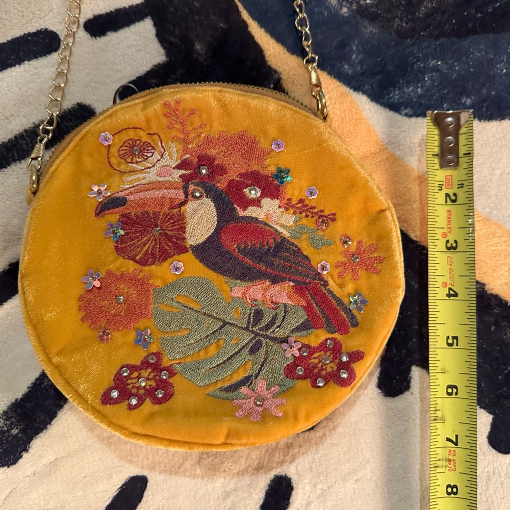 Powder Designs Toucan Velvet Embroidered Purse - Picture 9 of 10